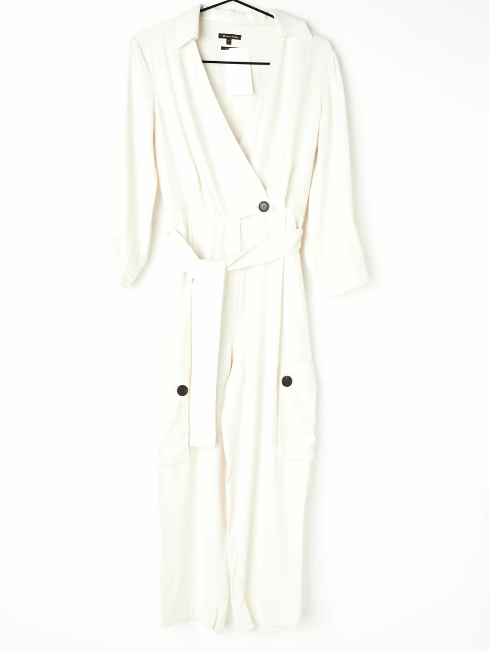 Massimo Dutti White Long Sleeve Utility Jumpsuit Size 8